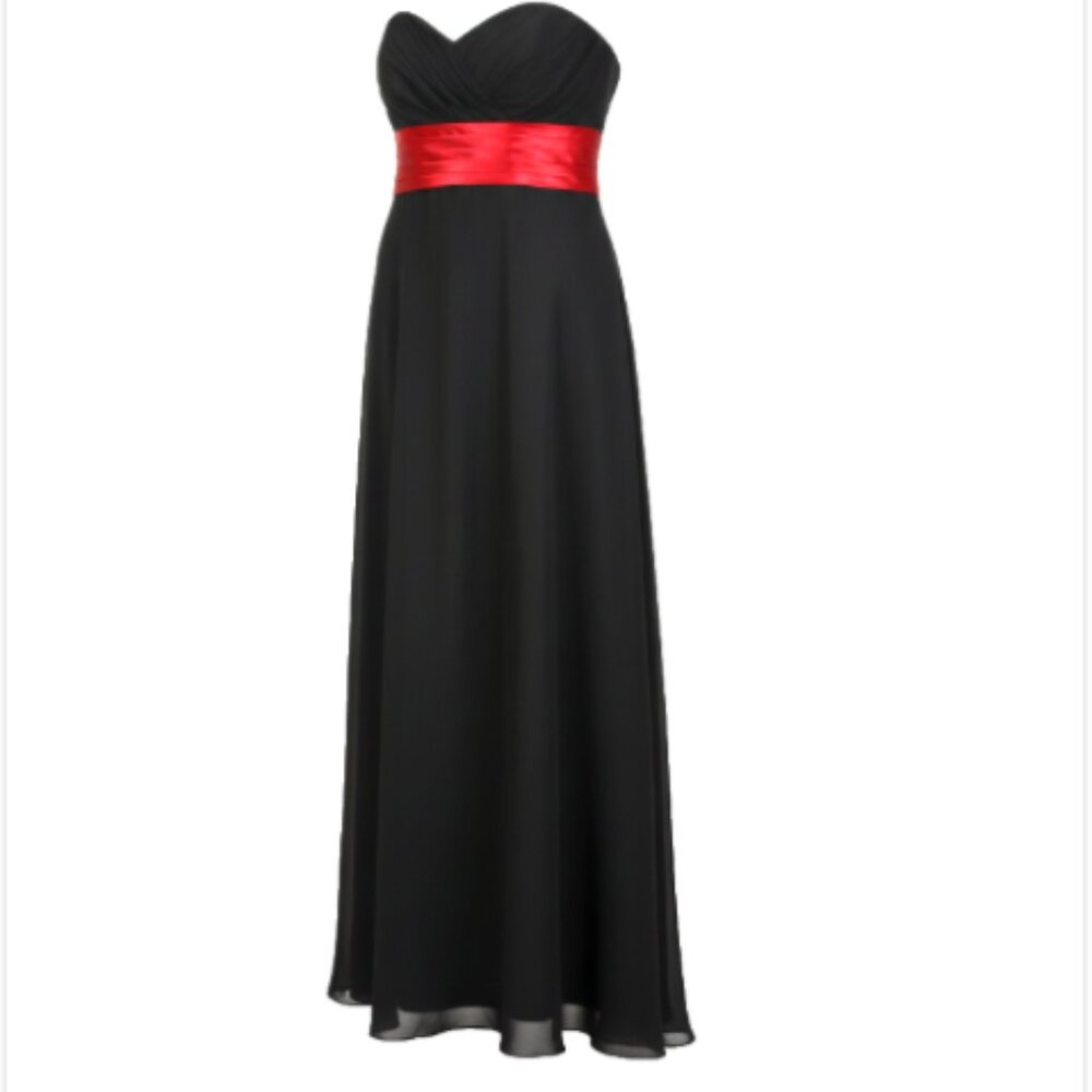 Alfred Angelo Strapless Prom Dress Size 10 Black Red Formal Gown